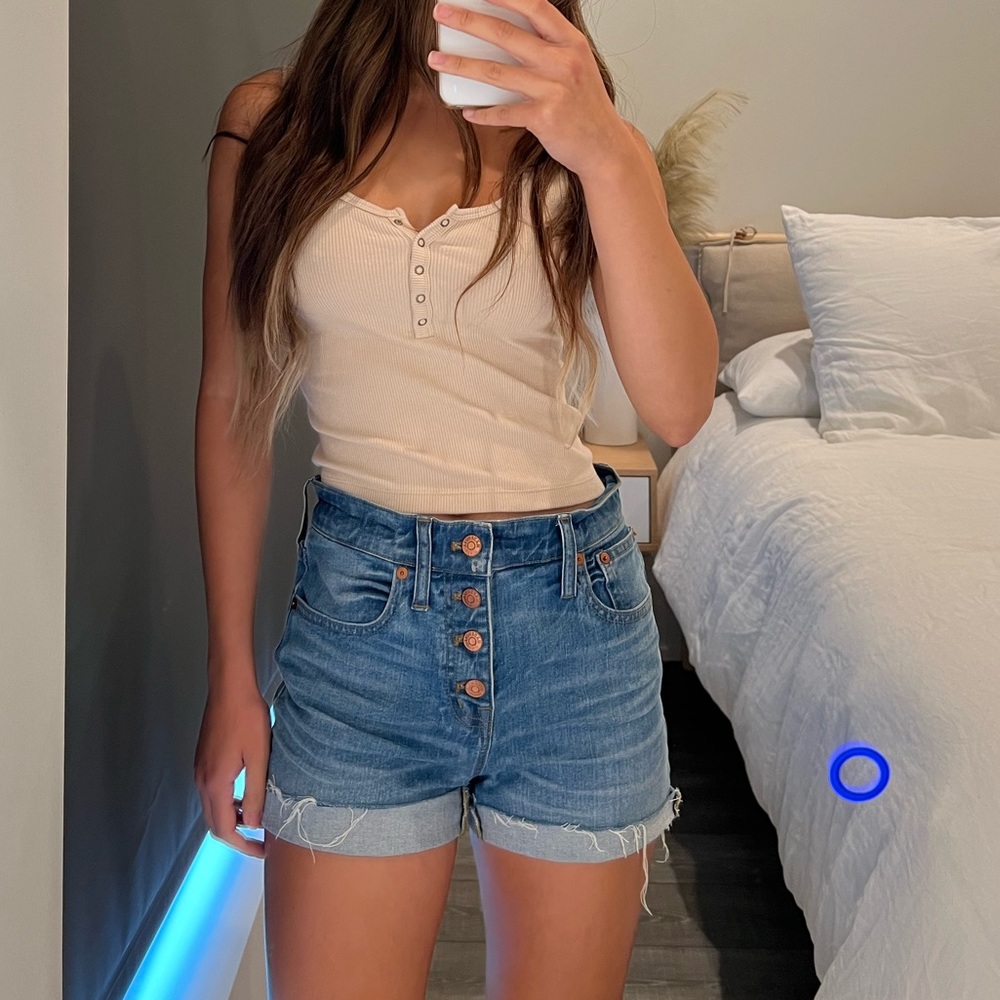High rise denim shorts